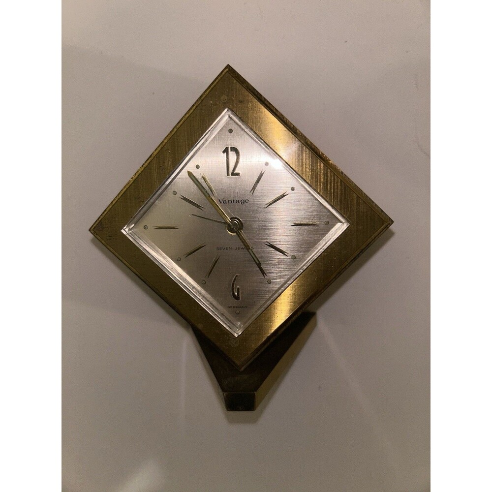 Vantage Alarm Clock~Germany 7J Diamond-shaped~Vintage Wind-Up~Works!
